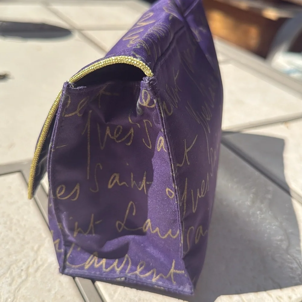 Yves Saint Laurent Purple and Gold Women's Bag cursive YSL logo all over - Picture 3 of 5